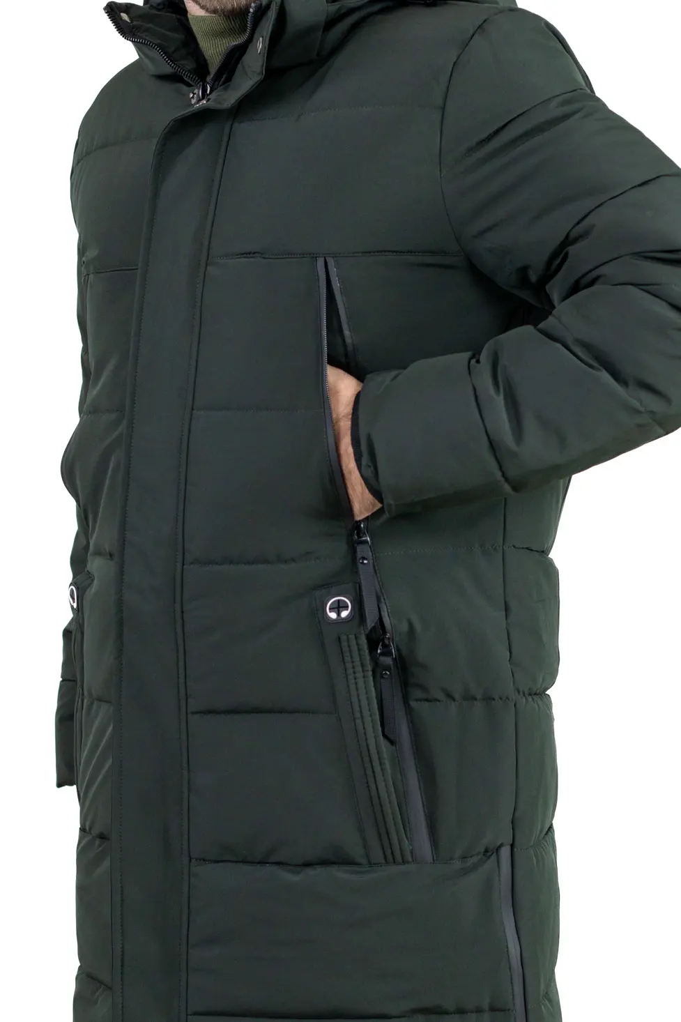 Geacă kaki groasă lungă de iarnă bărbați [8]