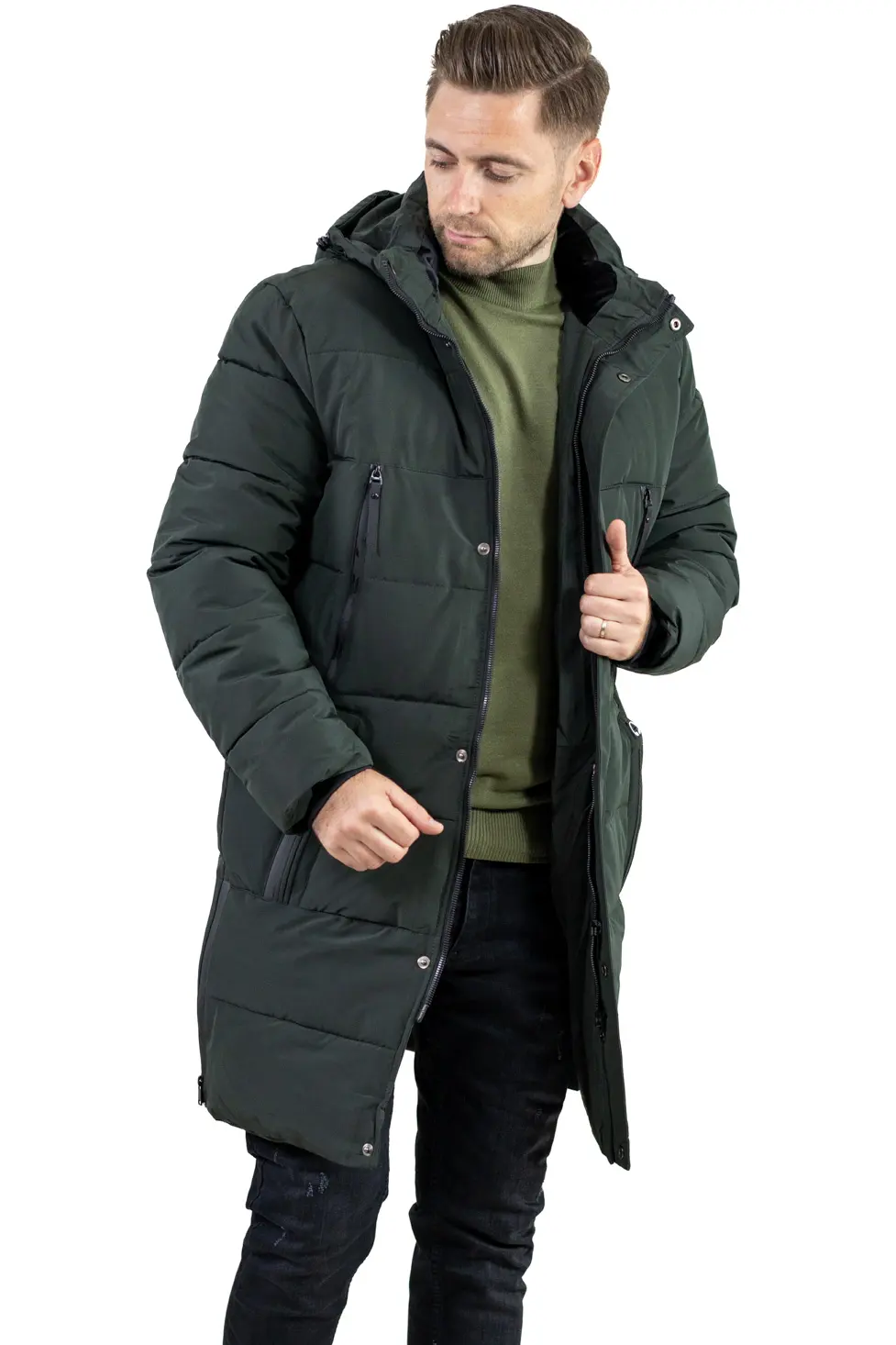 Geacă kaki groasă lungă de iarnă bărbați [3]