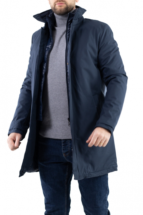 Geaca bleumarin eleganta impermeabila lunga barbati [6]