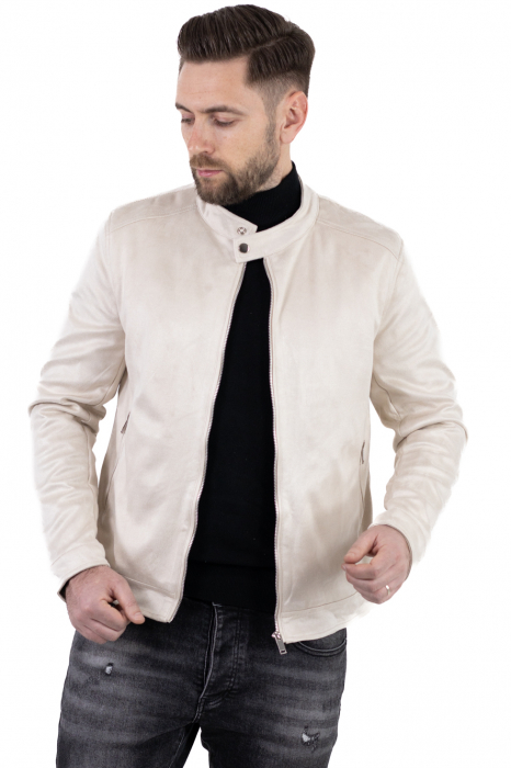 Geaca crem piele intoarsa eco model drept [10]