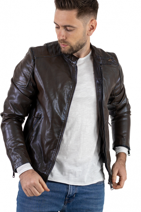 Geaca eco-piele maro vintage [8]