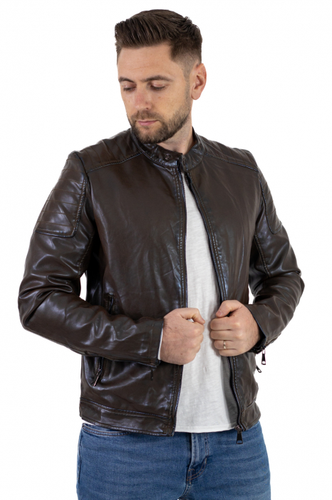 Geaca eco-piele maro vintage [7]