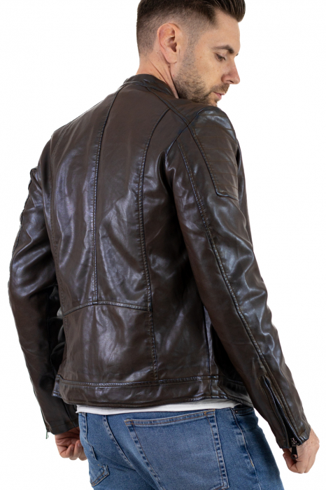 Geaca eco-piele maro vintage [4]