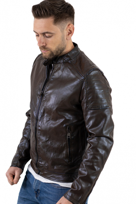 Geaca eco-piele maro vintage [3]