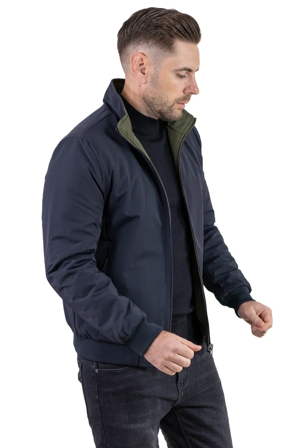 Geacă reversibilă 2 în 1, impermeabilă, Bleumarin/Verde [9]
