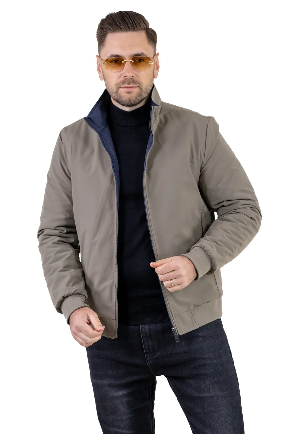 Geacă reversibilă 2 în 1, impermeabilă, Bej/Bleumarin [3]