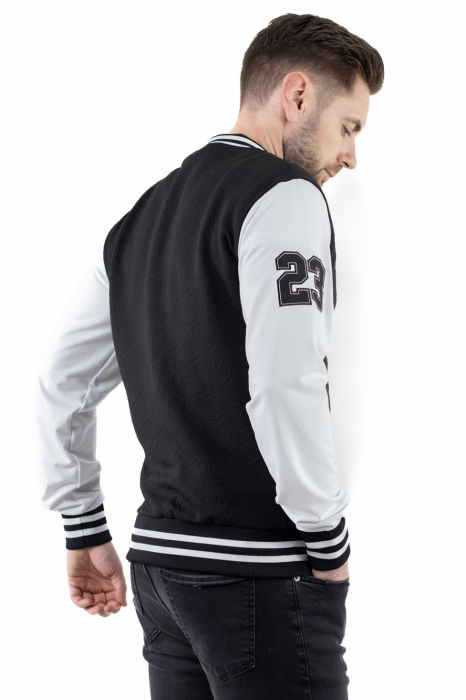 Jacheta neagra bomber cu maneci albe [8]