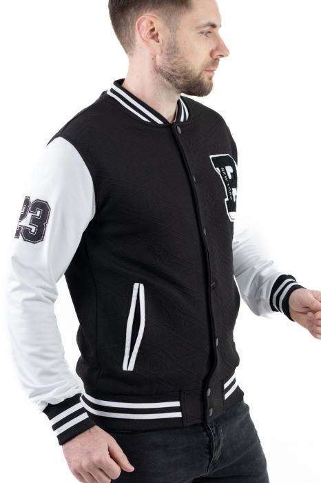 Jacheta neagra bomber cu maneci albe [7]