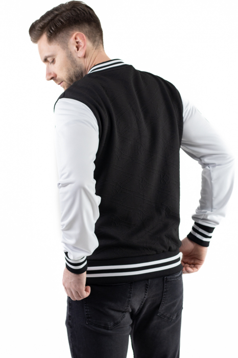 Jacheta neagra bomber cu maneci albe [2]