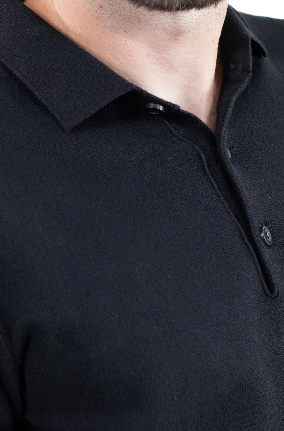 Pulover elegant tip polo pentru bărbați – negru [3]