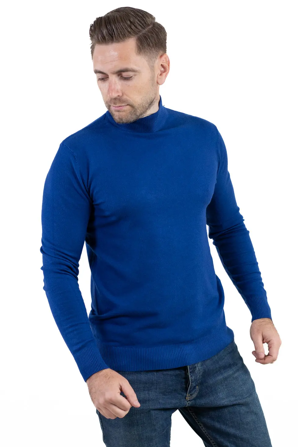 Maletă bărbați albastru royal cu guler semi-înalt – material fin și elastic [1]