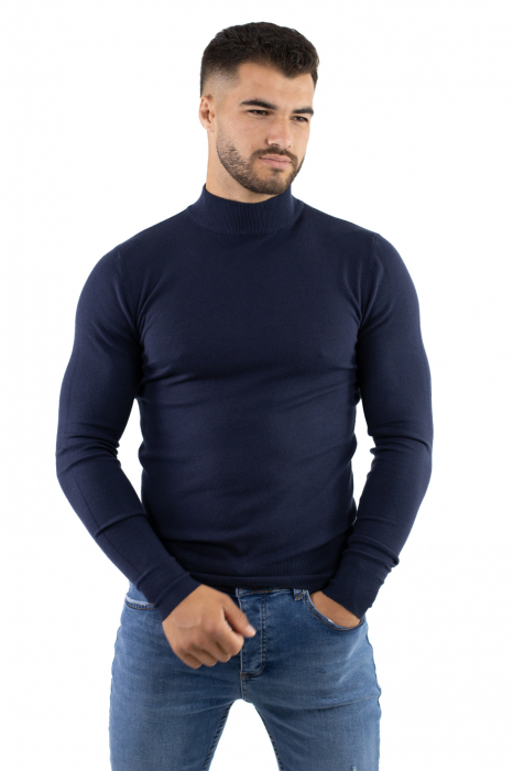 Maleta barbati bleumarin cu guler semi inalt [6]