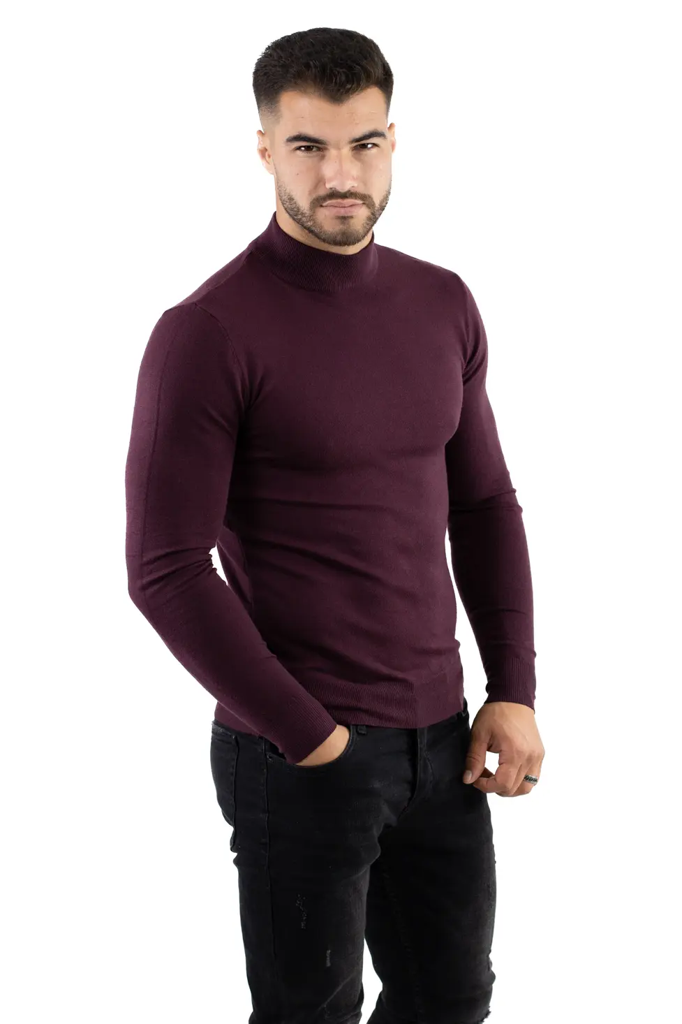 Maleta barbati bordo cu guler semi inalt [5]