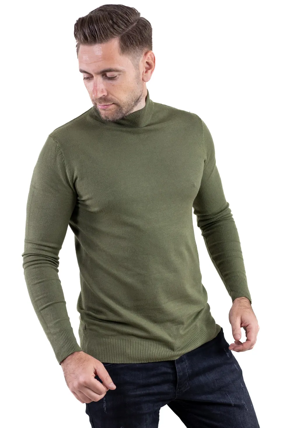 Maletă bărbați verde militar cu guler semi-înalt – material fin și elastic [1]