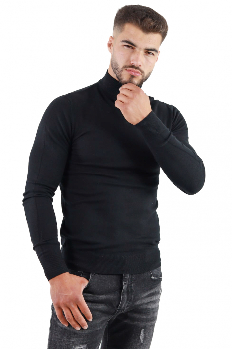 Maleta barbati cu guler semi inalt neagra [2]