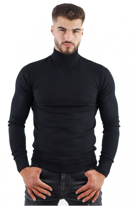 Maleta barbati cu guler semi inalt neagra [3]