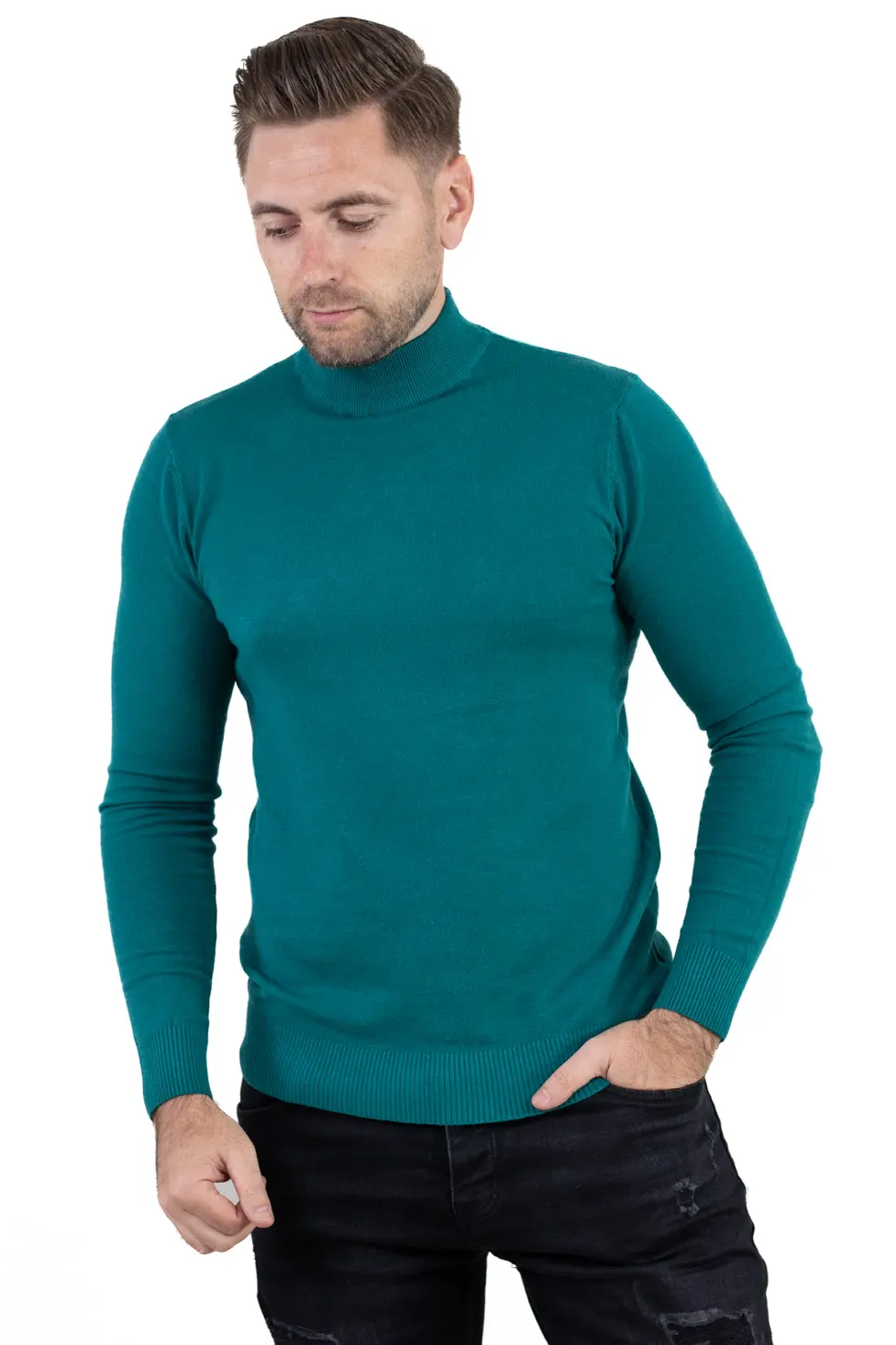 Maletă bărbați verde petrol cu guler semi-înalt – material fin și elastic [8]