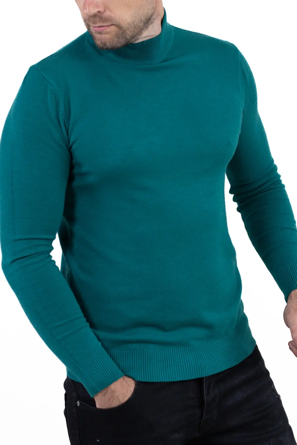 Maletă bărbați verde petrol cu guler semi-înalt – material fin și elastic [9]