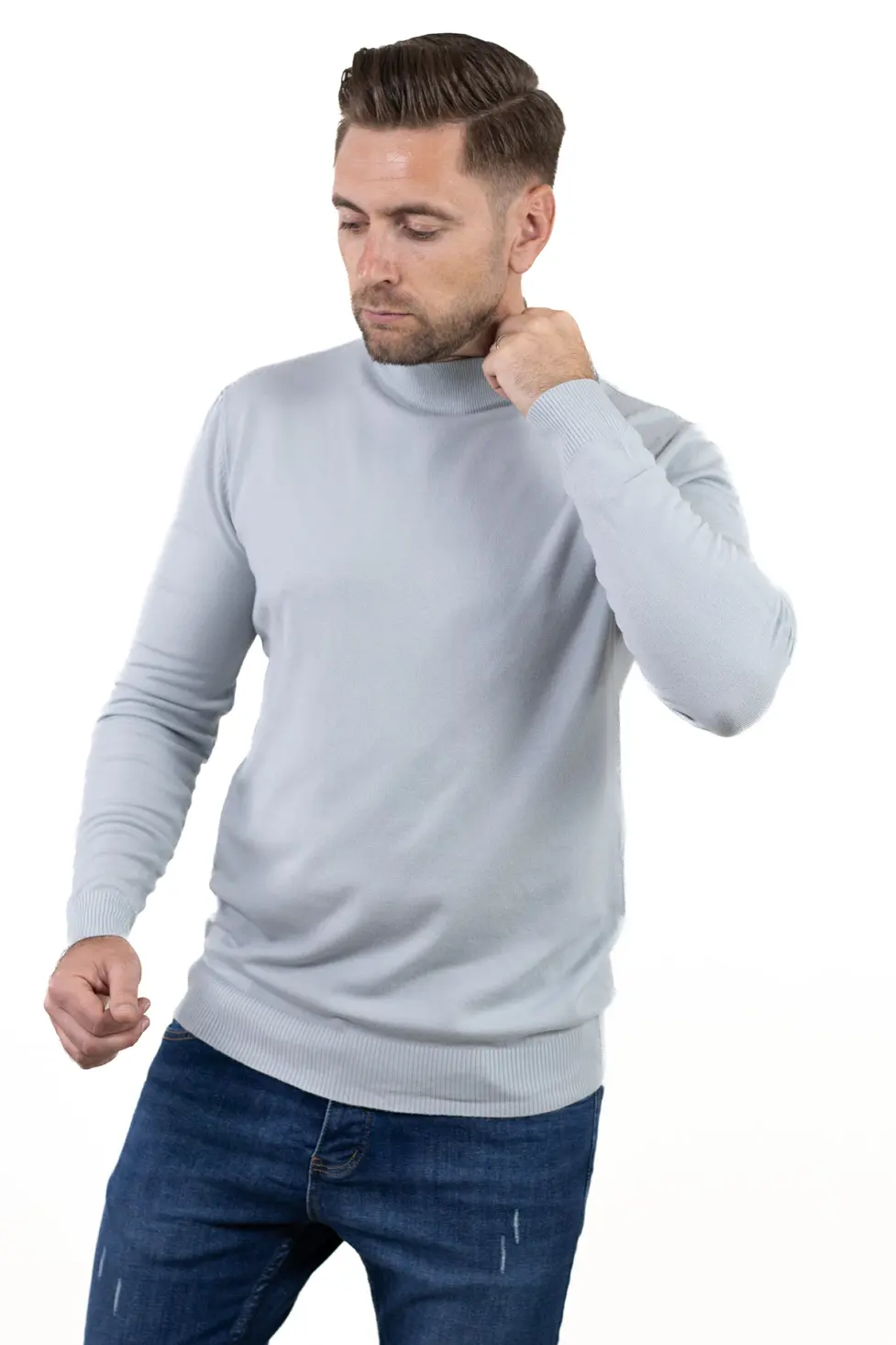 Maletă bărbați gri deschis cu guler semi-înalt – material fin și elastic [6]