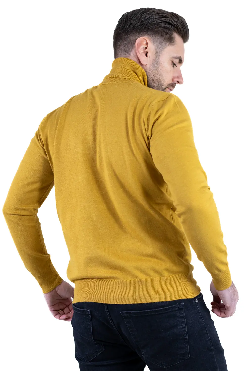 Maleta barbati regular fit cu guler inalt muștar [6]