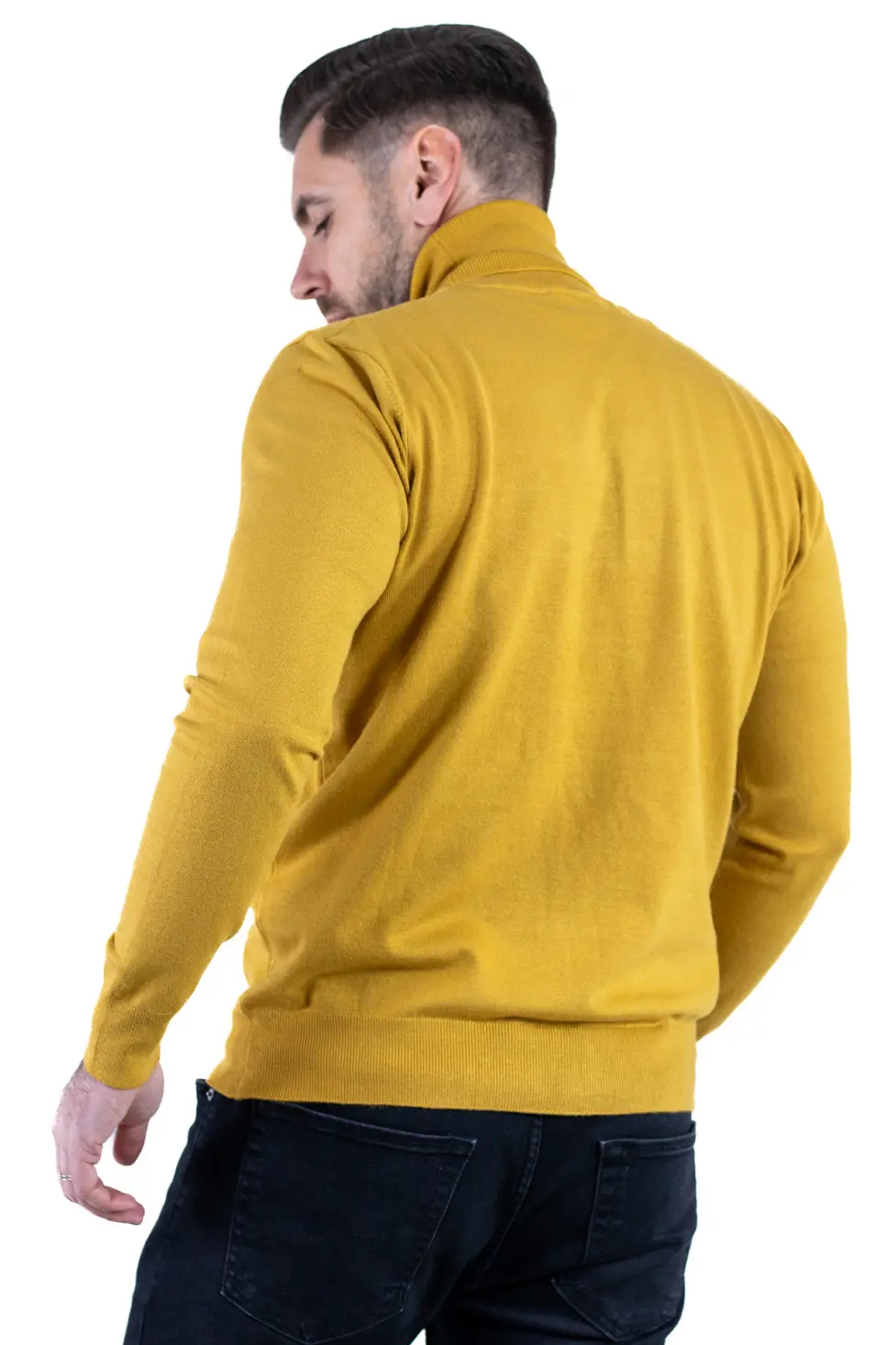 Maleta barbati regular fit cu guler inalt muștar [7]