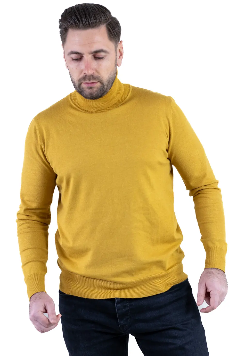 Maleta barbati regular fit cu guler inalt muștar [8]