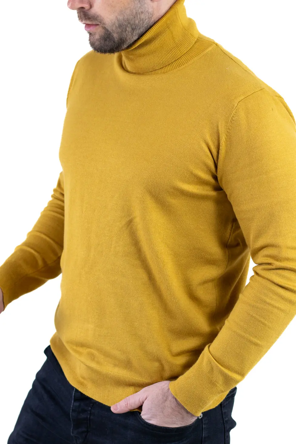 Maleta barbati regular fit cu guler inalt muștar [5]