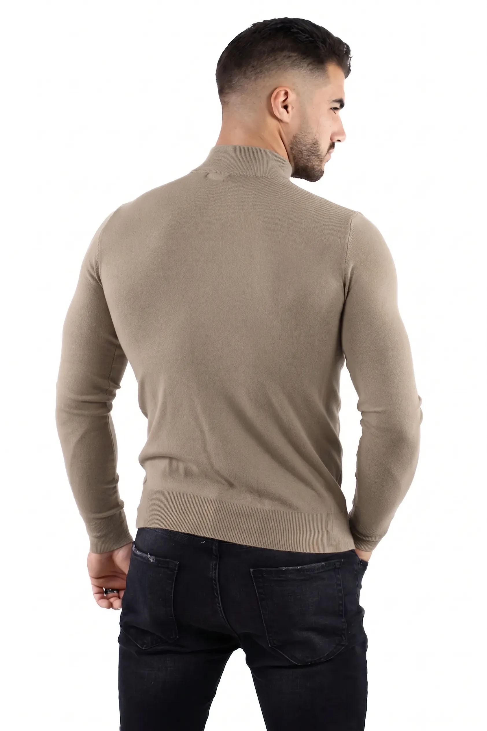 Maleta barbati khaki cu guler semi inalt [3]