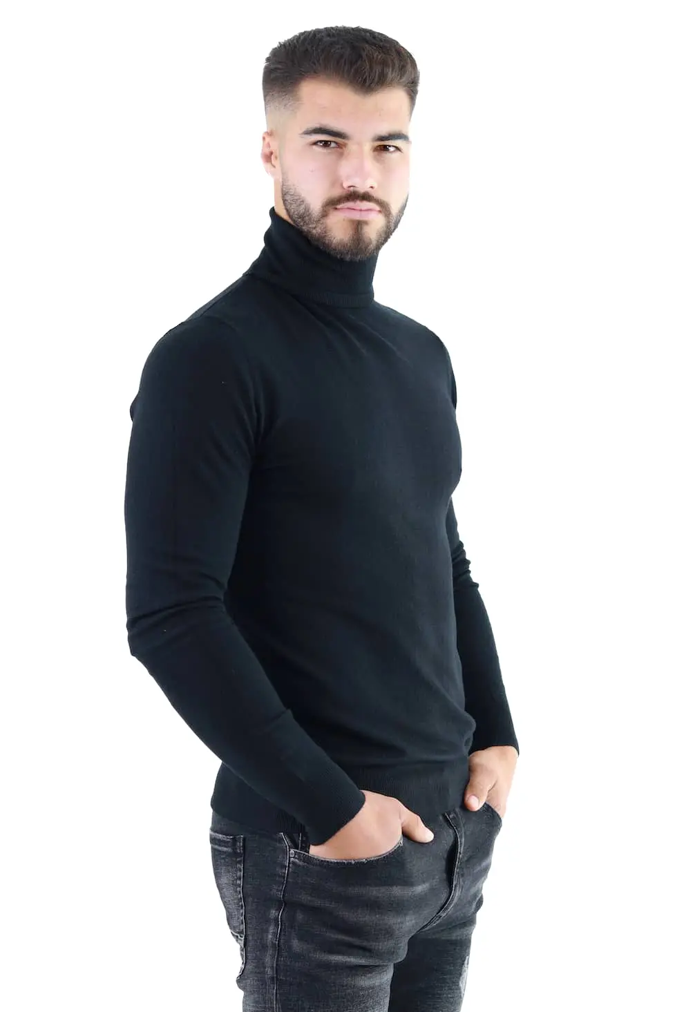 Maleta barbati neagra cu guler inalt [4]