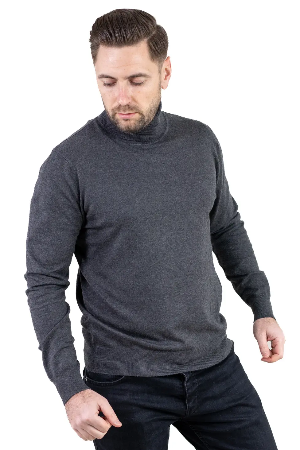 Maleta barbati regular fit cu guler inalt gri [3]