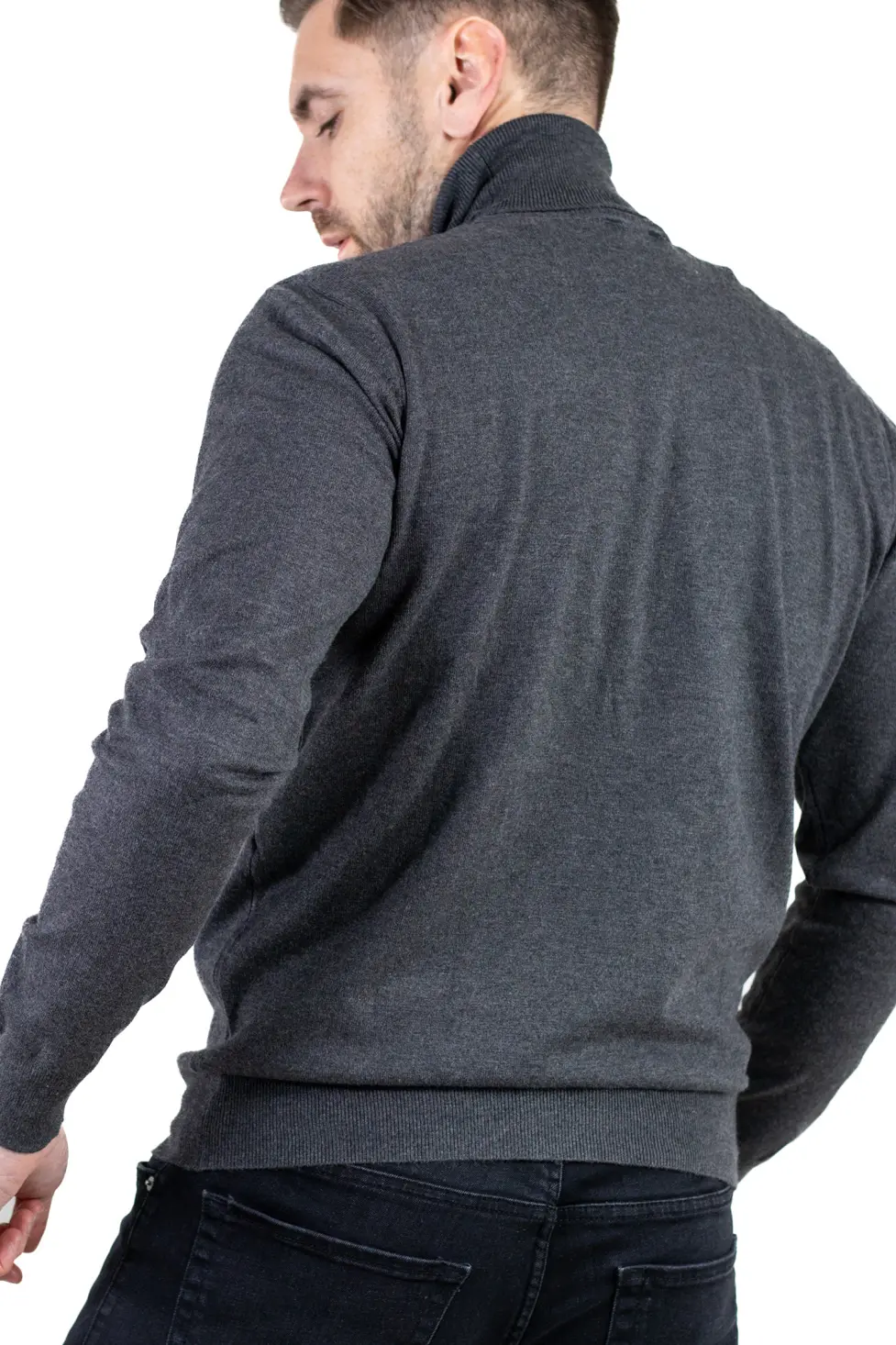 Maleta barbati regular fit cu guler inalt gri [6]