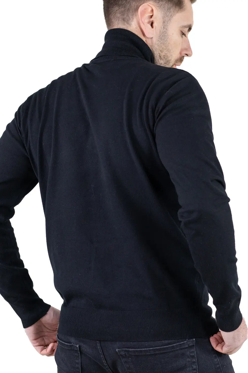 Maleta barbati regular fit cu guler inalt neagră [7]