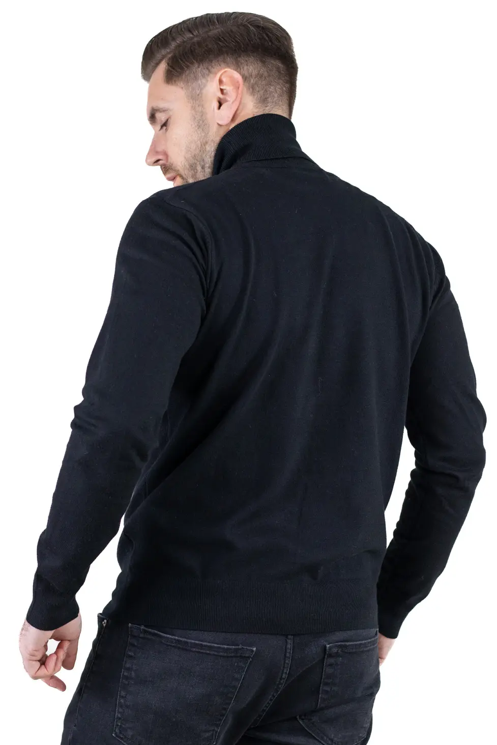 Maleta barbati regular fit cu guler inalt neagră [6]