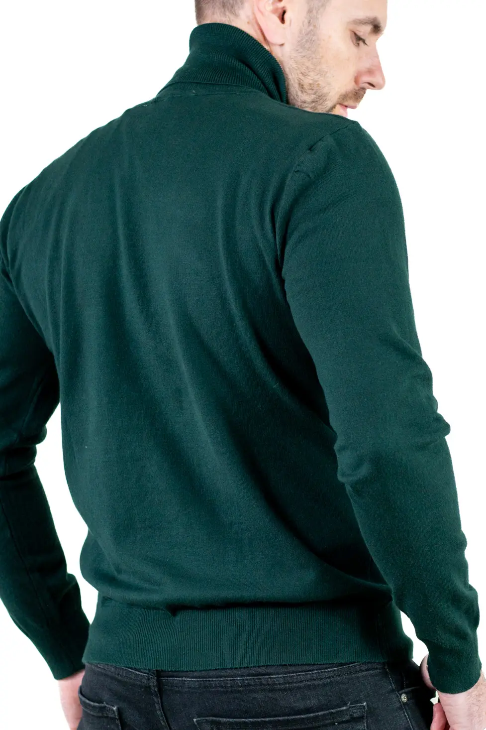 Maleta barbati regular fit cu guler inalt verde [7]