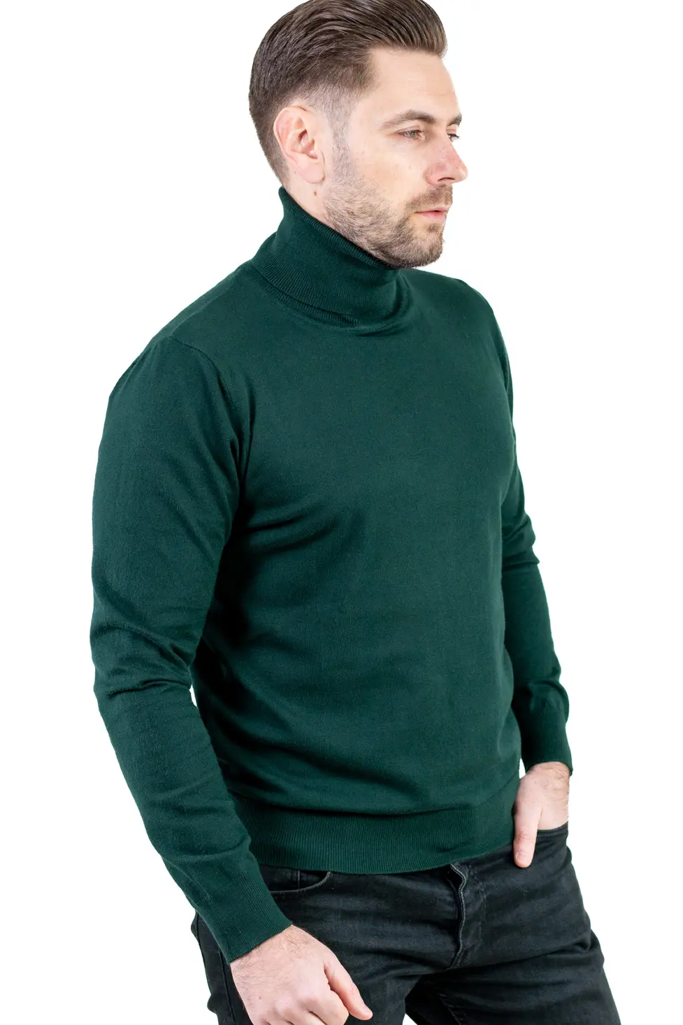 Maleta barbati regular fit cu guler inalt verde [5]