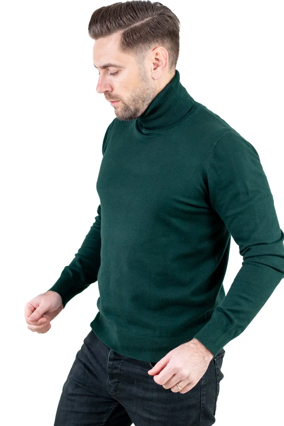 Maleta barbati regular fit cu guler inalt verde [4]