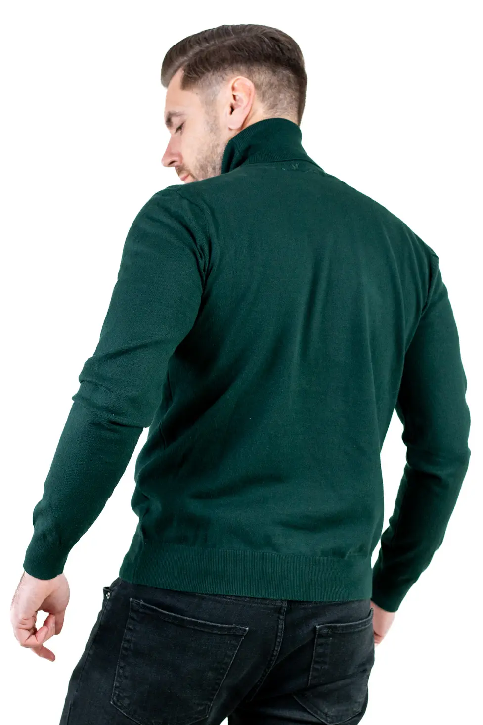 Maleta barbati regular fit cu guler inalt verde [6]