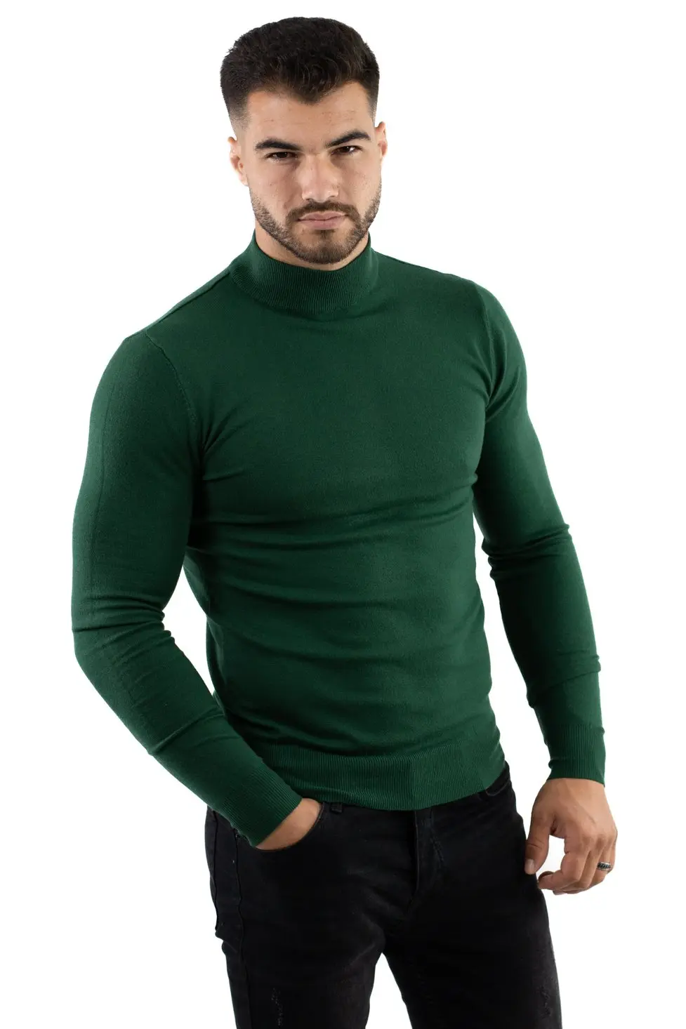 Maleta barbati verde cu guler semi inalt [1]