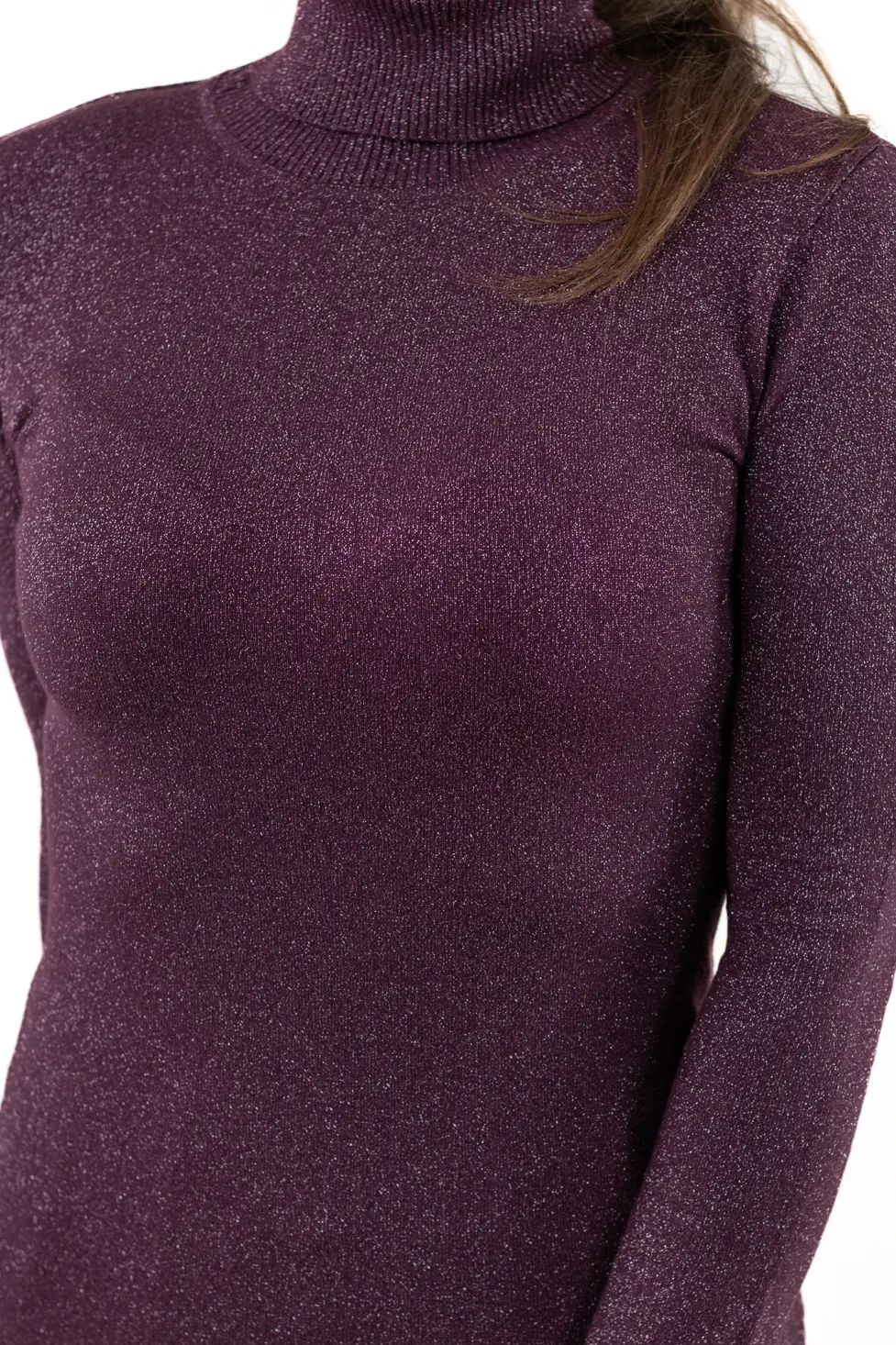 Maletă fină damă cu guler înalt și fir Lurex – elegantă și comodă [6]