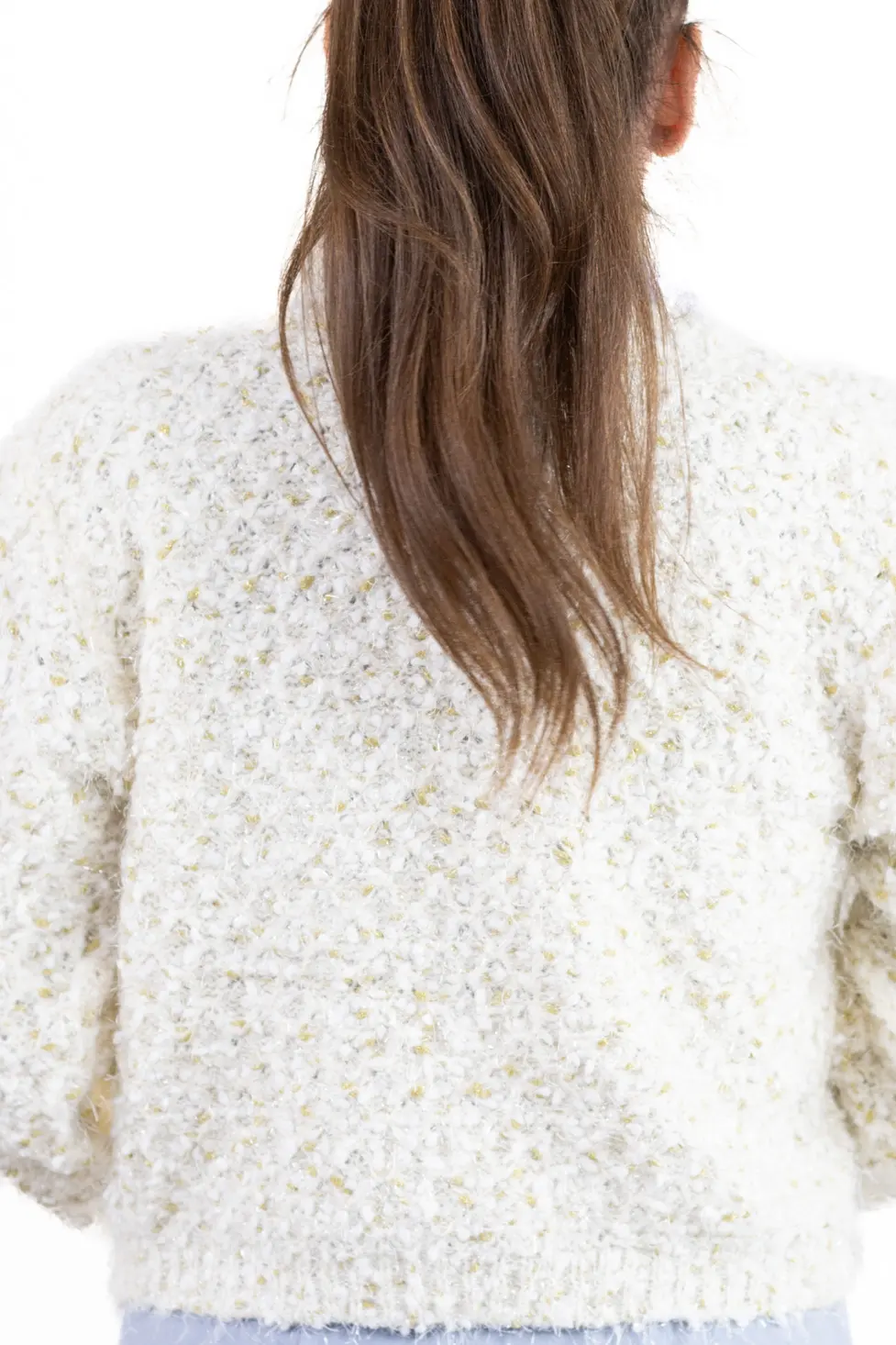 Cardigan buclé cu nasturi tip perlă – tricot elegant pentru femei [4]