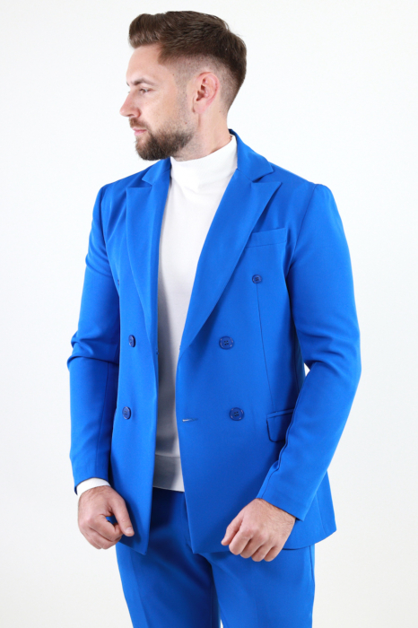 Sacou albastru barbati 4 nasturi slim fit [3]