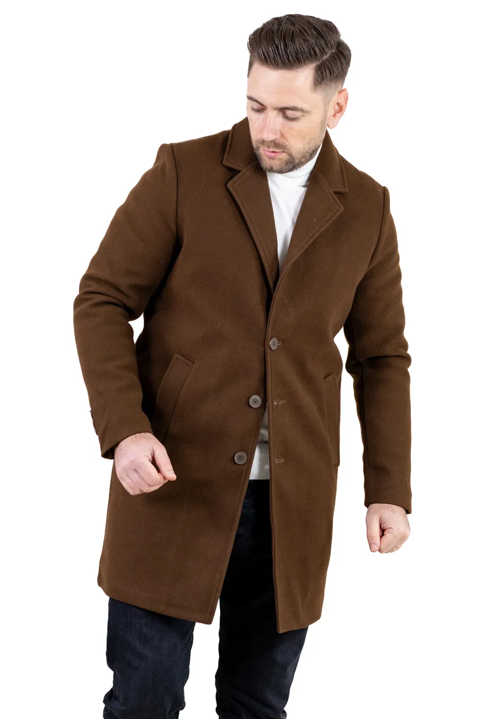 Palton barbati elegant maro cu interior matlasat [12]