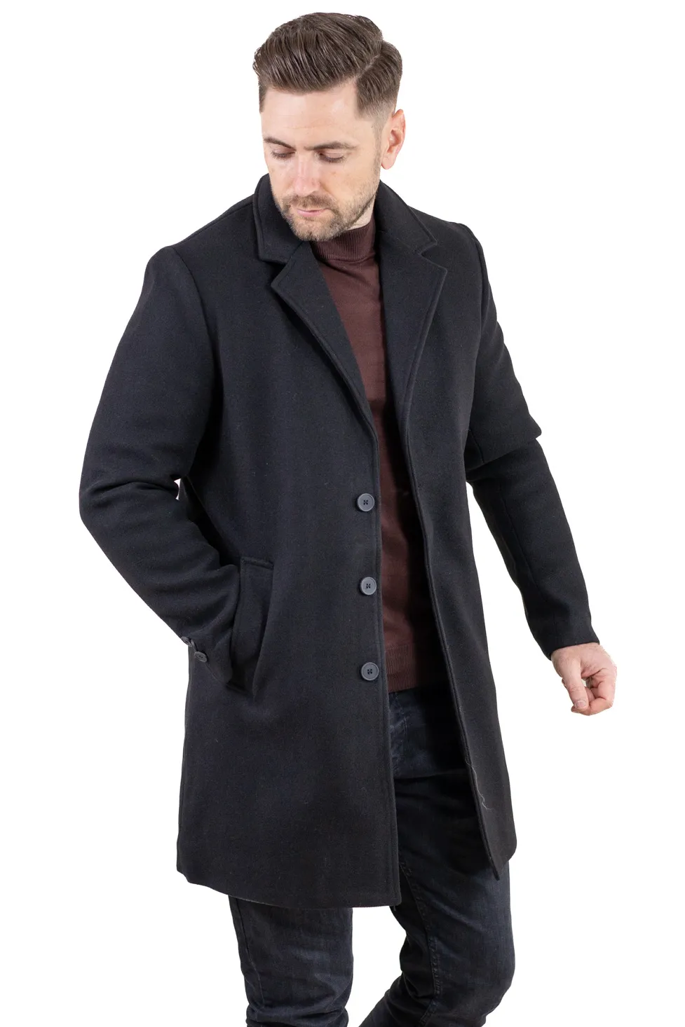 Palton barbati elegant negru cu interior matlasat [7]