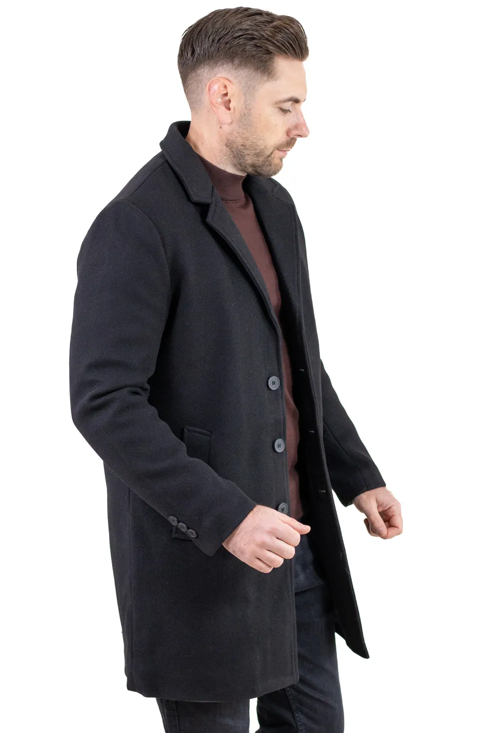 Palton barbati elegant negru cu interior matlasat [9]