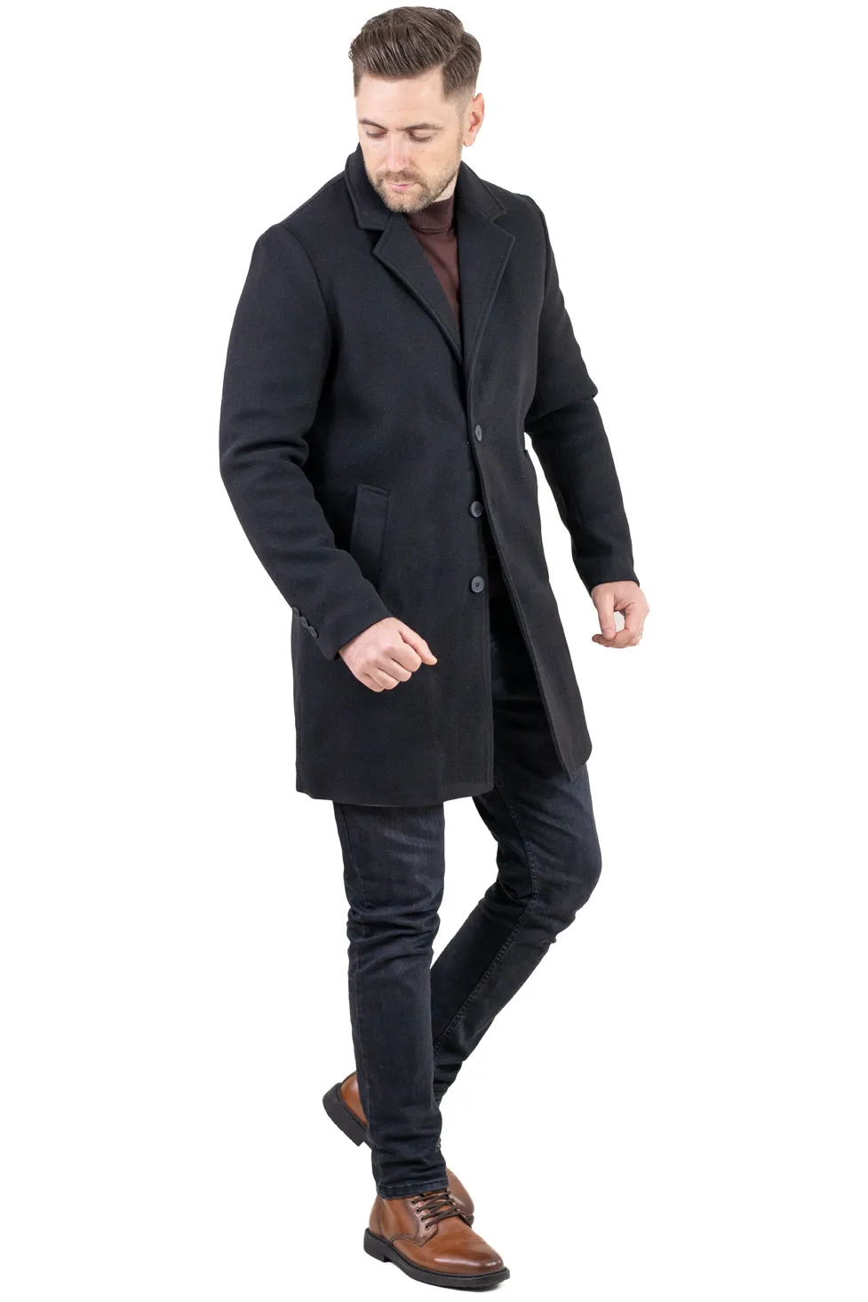 Palton barbati elegant negru cu interior matlasat [2]