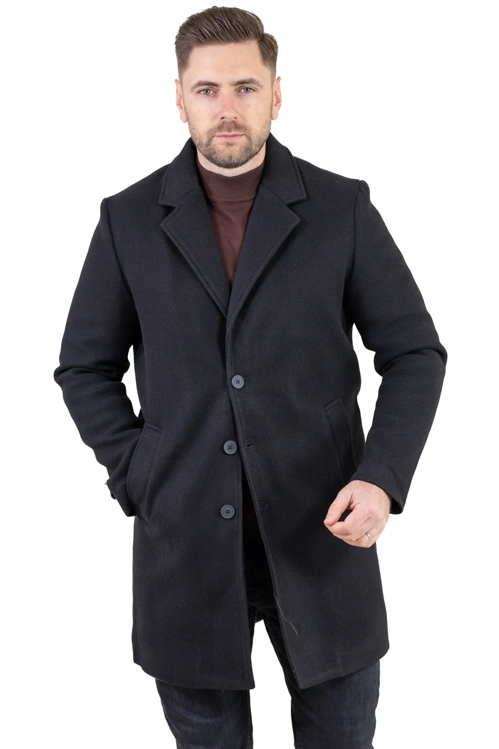 Palton barbati elegant negru cu interior matlasat [6]