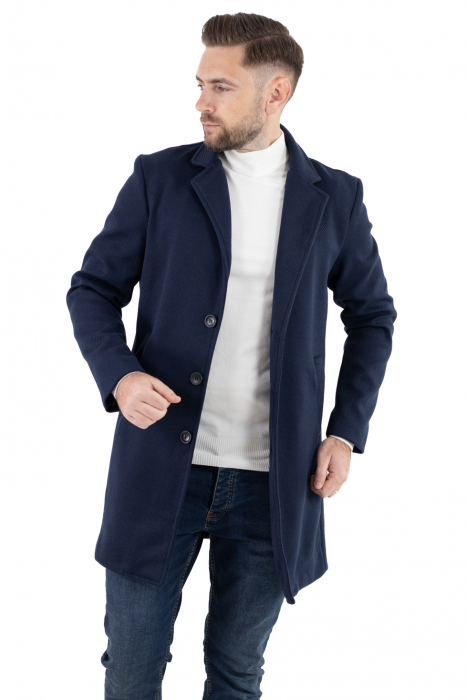 Palton bărbați cu 3 Nasturi - Bleumarin [11]