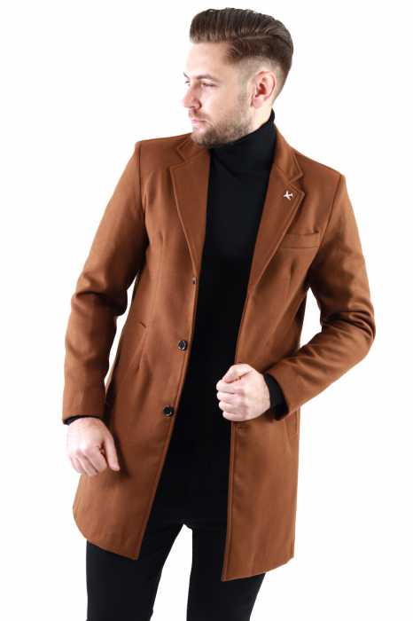 Palton barbati maro premium slim fit [3]
