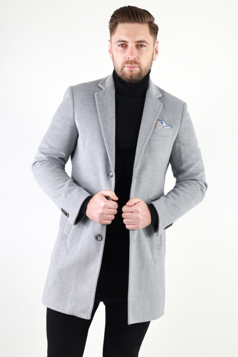 Palton barbati gri premium slim fit [6]