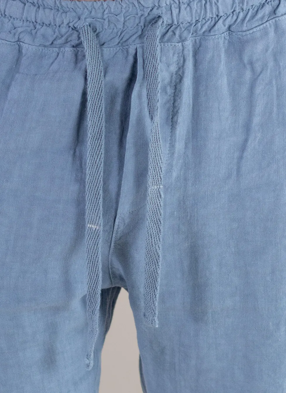 Pantaloni albastru ciel din in 100% conici – Made in Italy [7]